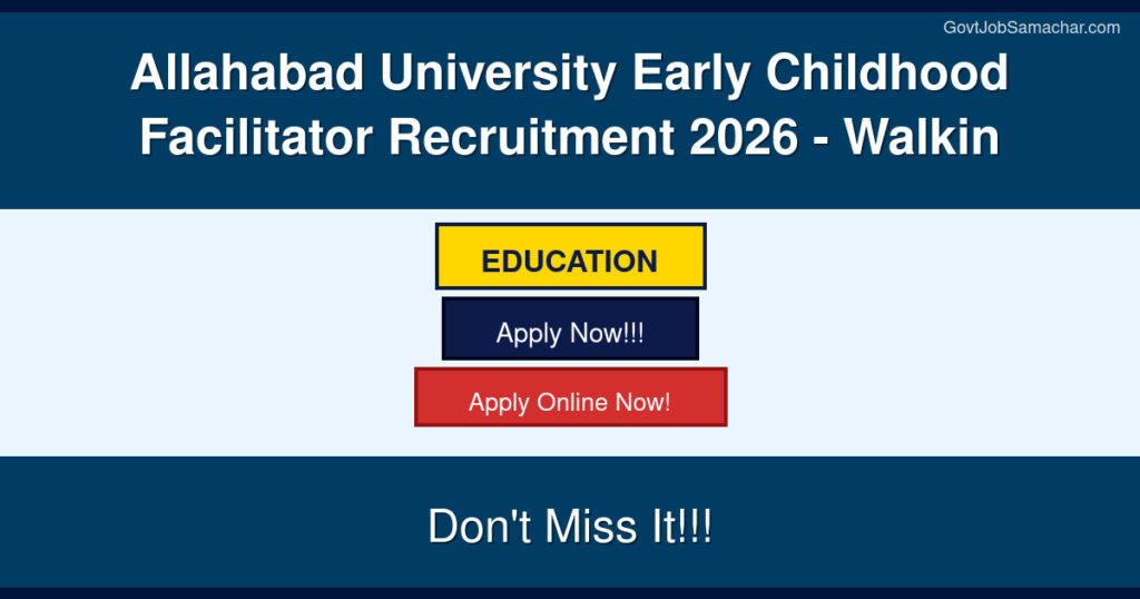 Allahabad University Early Childhood Facilitator Recruitment 2026 – Walkin