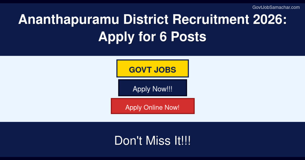 Ananthapuramu District Recruitment 2026: Apply for 6 Posts