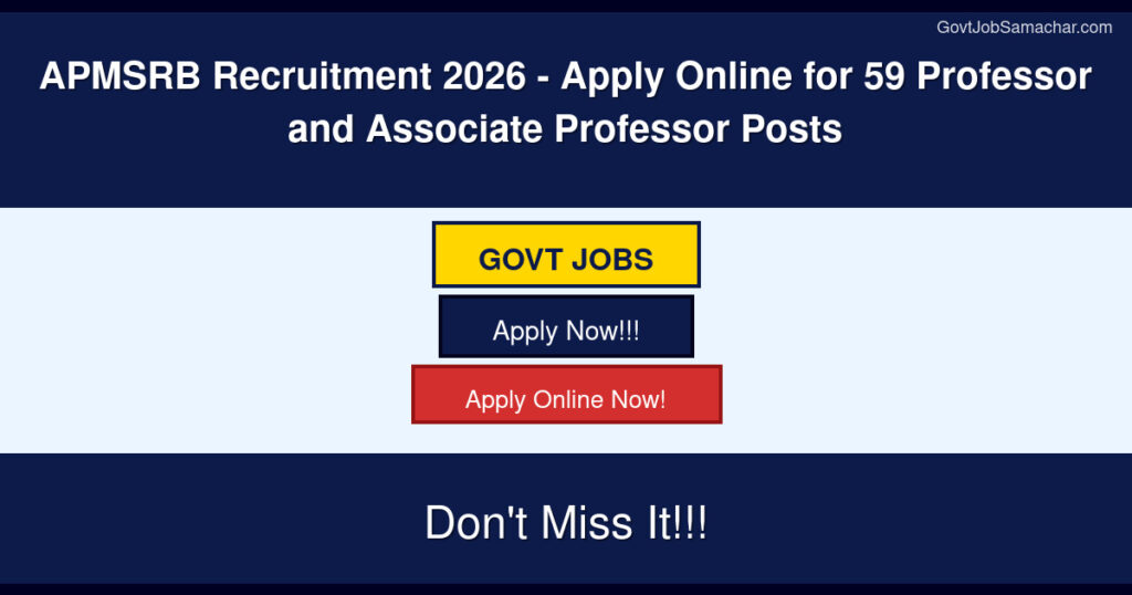 APMSRB Recruitment 2026 – Apply Online for 59 Professor and Associate Professor Posts