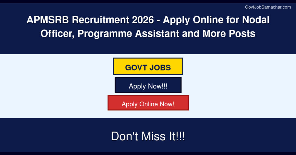 APMSRB Recruitment 2026 – Apply Online for Nodal Officer, Programme Assistant and More Posts