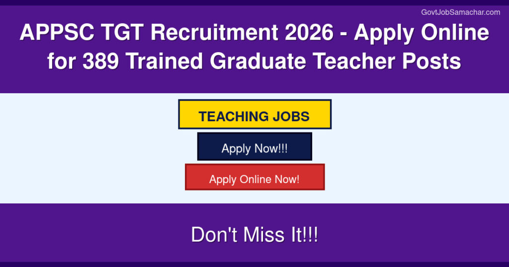 APPSC TGT Recruitment 2026 – Apply Online for 389 Trained Graduate Teacher Posts