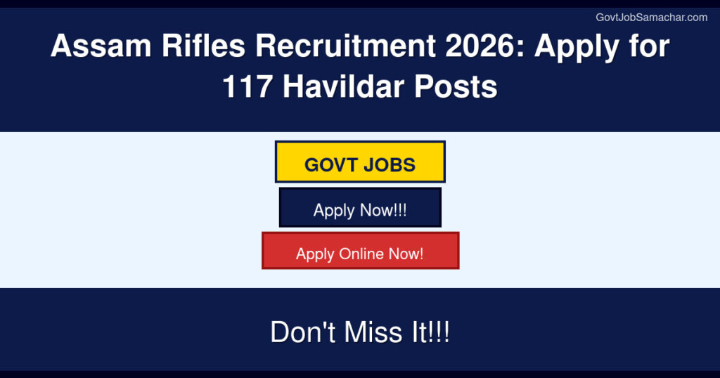 Assam Rifles Recruitment 2026: Apply for 117 Havildar Posts