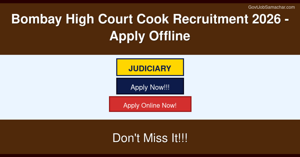 Bombay High Court Cook Recruitment 2026 – Apply Offline