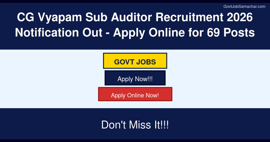 CG Vyapam Sub Auditor Recruitment 2026 Notification Out – Apply Online for 69 Posts