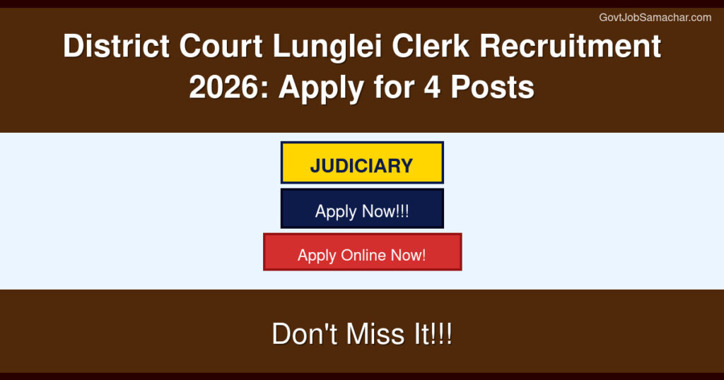 District Court Lunglei Clerk Recruitment 2026: Apply for 4 Posts