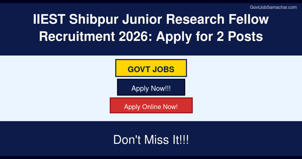 IIEST Shibpur Junior Research Fellow Recruitment 2026: Apply