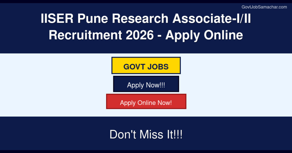 IISER Pune Research Associate-I/II Recruitment 2026 – Apply Online