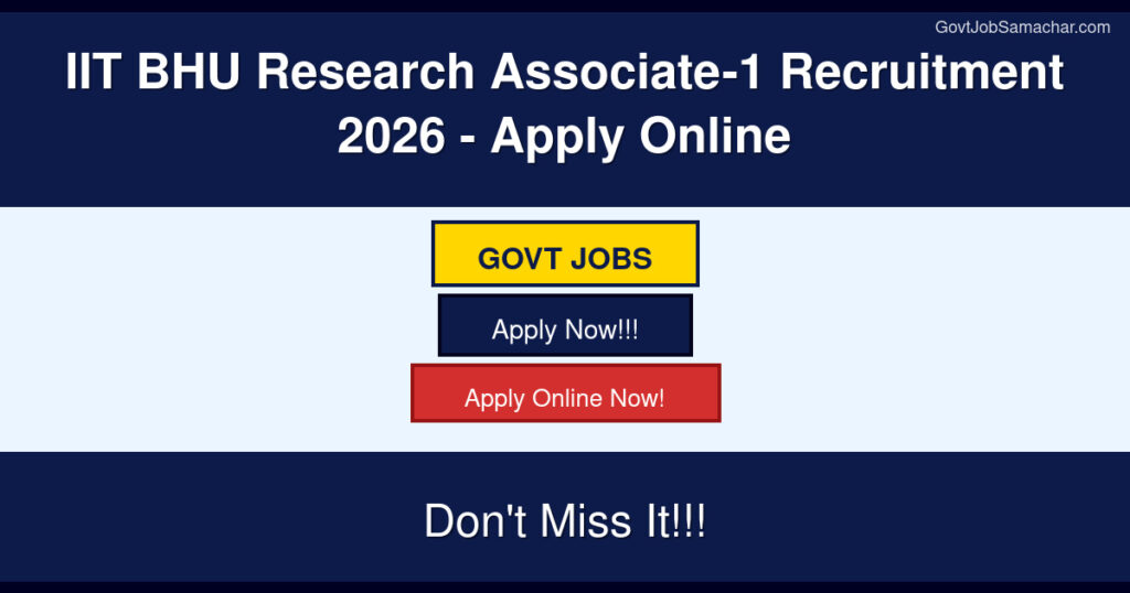 IIT BHU Research Associate-1 Recruitment 2026 – Apply Online