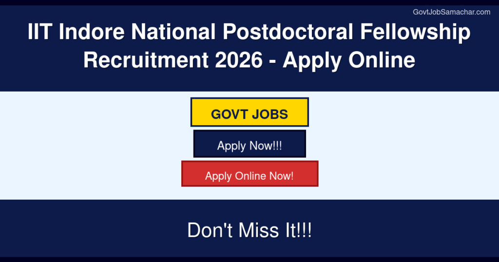IIT Indore National Postdoctoral Fellowship Recruitment 2026 – Apply Online