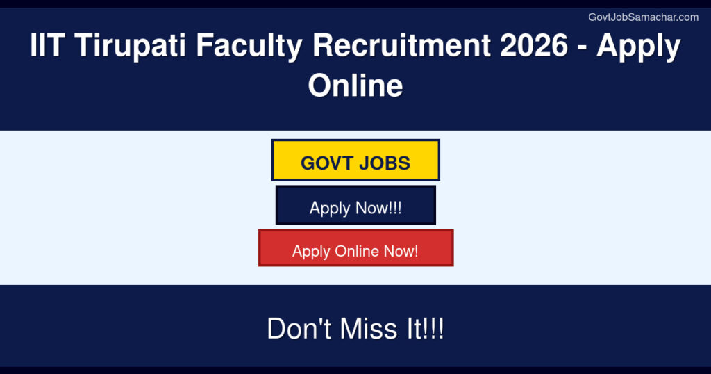 IIT Tirupati Faculty Recruitment 2026 – Apply Online