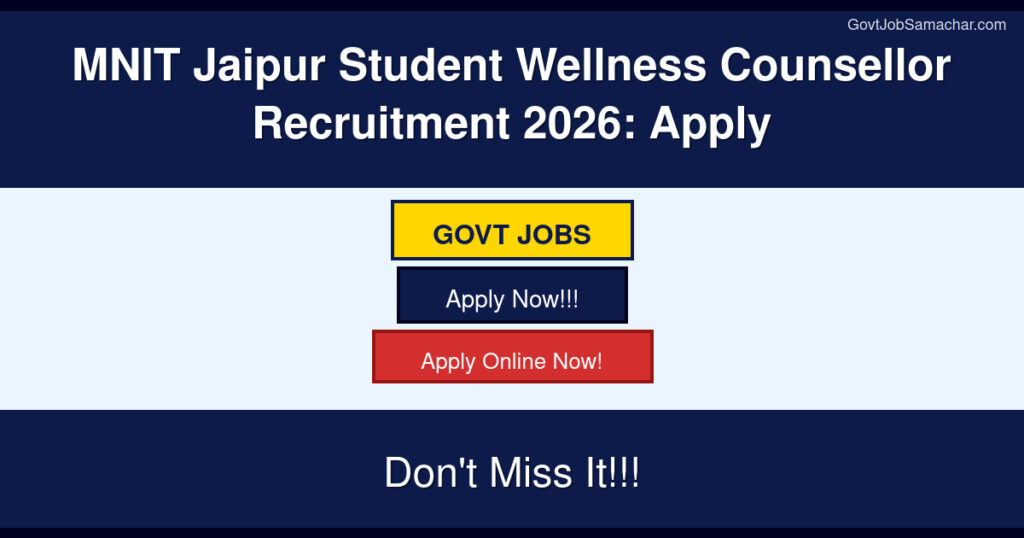 MNIT Jaipur Student Wellness Counsellor Recruitment 2026: Apply