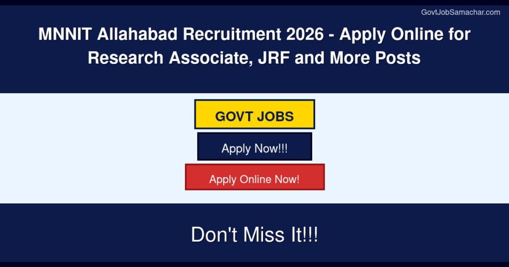 MNNIT Allahabad Recruitment 2026 – Apply Online for Research Associate, JRF and More Posts