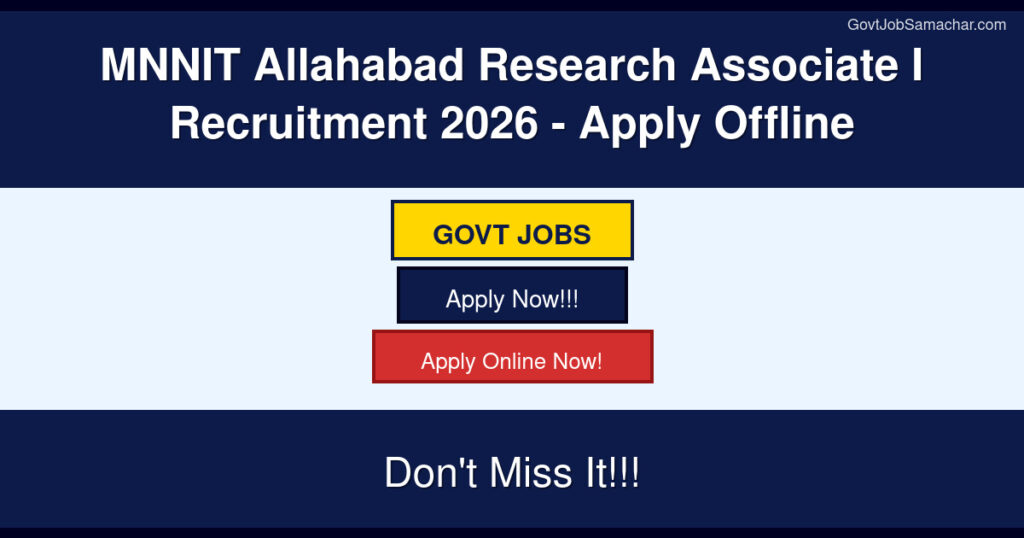 MNNIT Allahabad Research Associate I Recruitment 2026 – Apply Offline