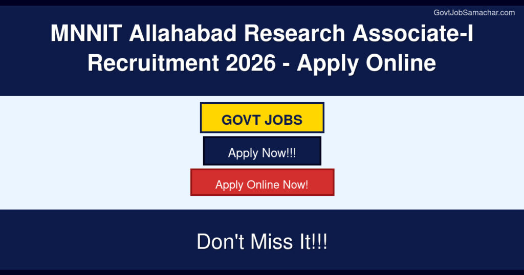 MNNIT Allahabad Research Associate-I Recruitment 2026 – Apply Online