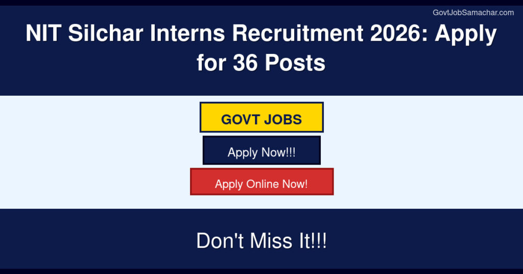 NIT Silchar Interns Recruitment 2026: Apply for 36 Posts