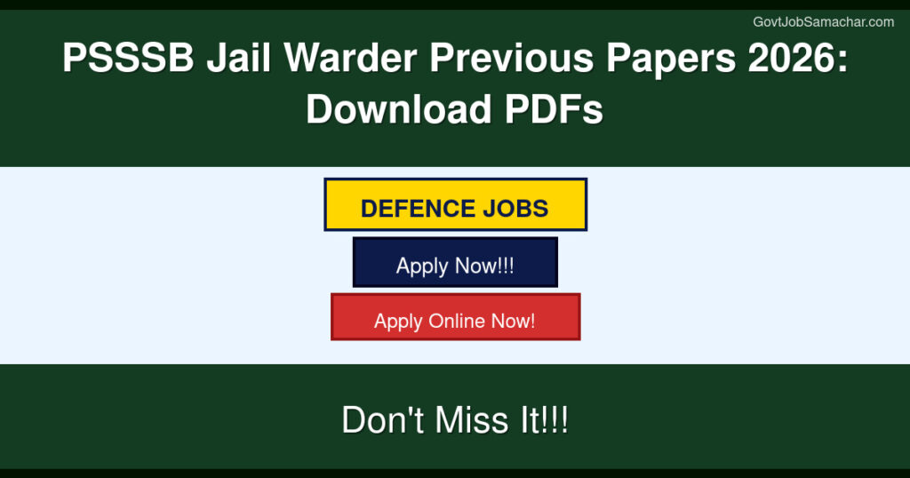 PSSSB Jail Warder Previous Papers 2026: Download PDFs