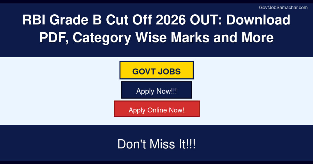 RBI Grade B Cut Off 2026 OUT: Download PDF, Category Wise Marks and More