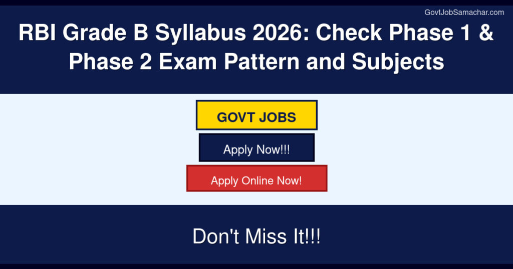 RBI Grade B Syllabus 2026: Check Phase 1 & Phase 2 Exam Pattern and Subjects