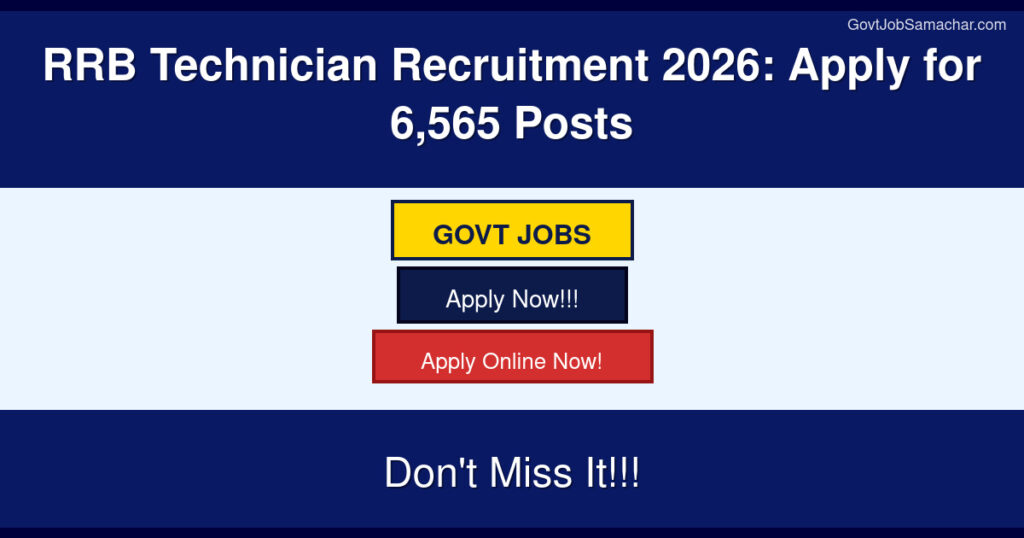 RRB Technician Recruitment 2026: Apply for 6,565 Posts