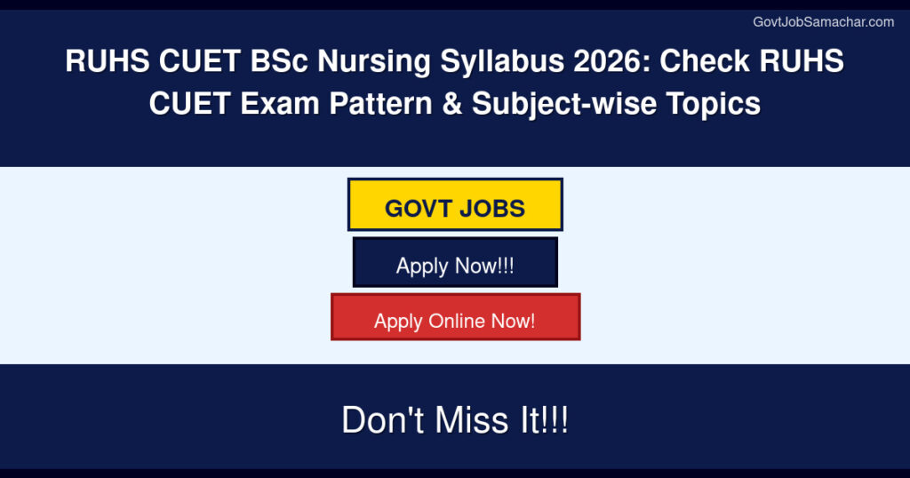 RUHS CUET BSc Nursing Syllabus 2026: Check RUHS CUET Exam Pattern & Subject-wise Topics