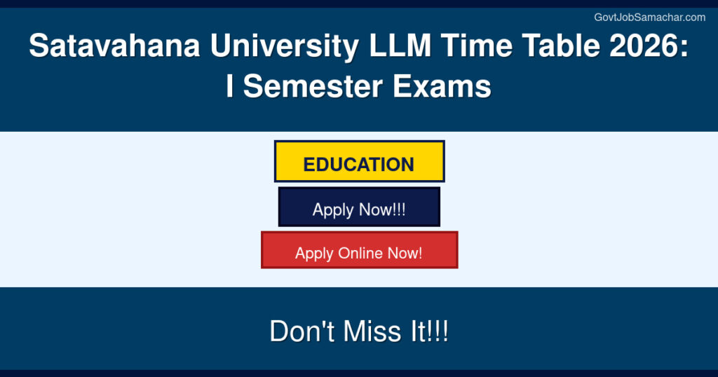 Satavahana University LLM Time Table 2026: I Semester Exams