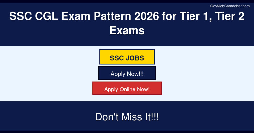 SSC CGL Exam Pattern 2026 for Tier 1, Tier 2 Exams