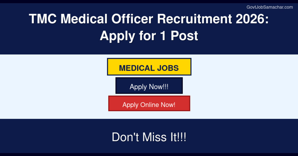 TMC Medical Officer Recruitment 2026: Apply for 1 Post