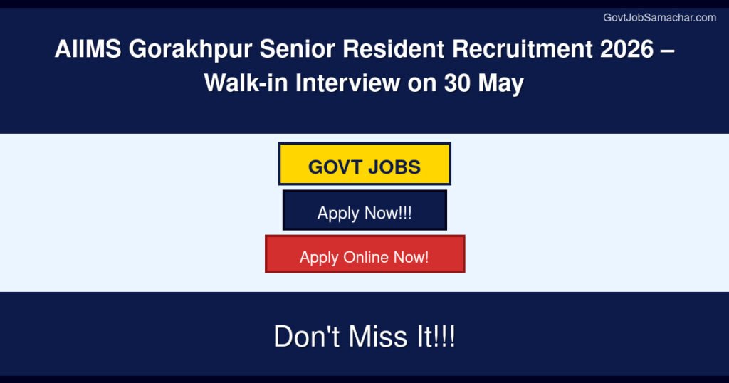AIIMS Gorakhpur Senior Resident Recruitment 2026 – Walk-in Interview on 30 May