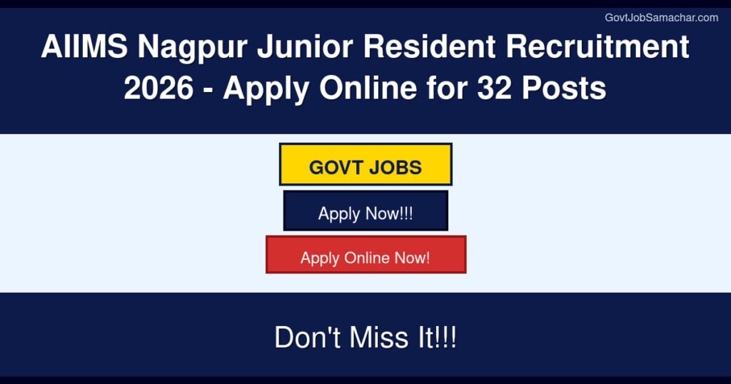 AIIMS Nagpur Junior Resident Recruitment 2026 – Apply Online for 32 Posts
