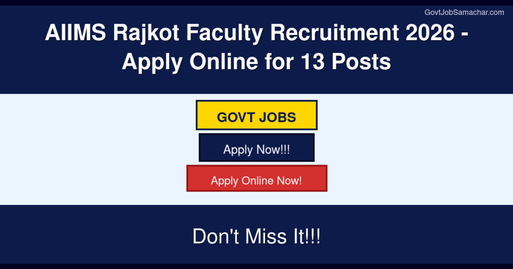 AIIMS Rajkot Faculty Recruitment 2026 – Apply Online for 13 Posts