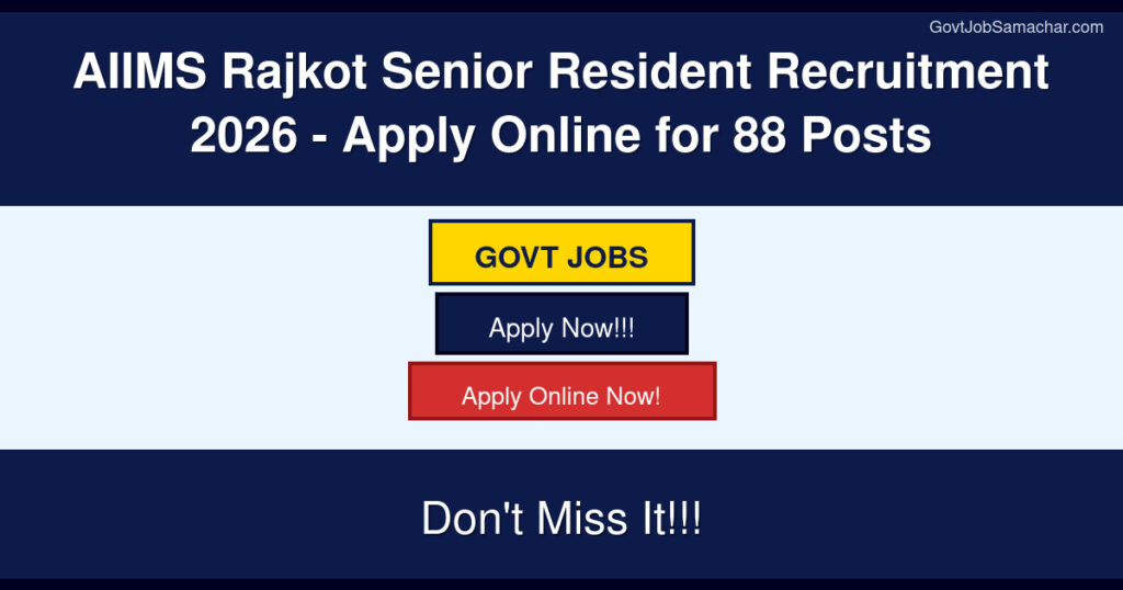 AIIMS Rajkot Senior Resident Recruitment 2026 – Apply Online for 88 Posts