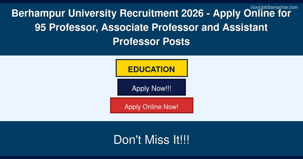 Berhampur University Recruitment 2026 – Apply Online for 95 Professor, Associate Professor and Assistant Professor Posts