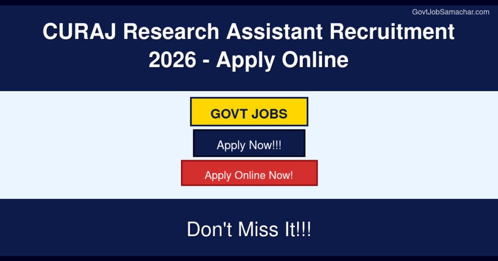 CURAJ Research Assistant Recruitment 2026 – Apply Online
