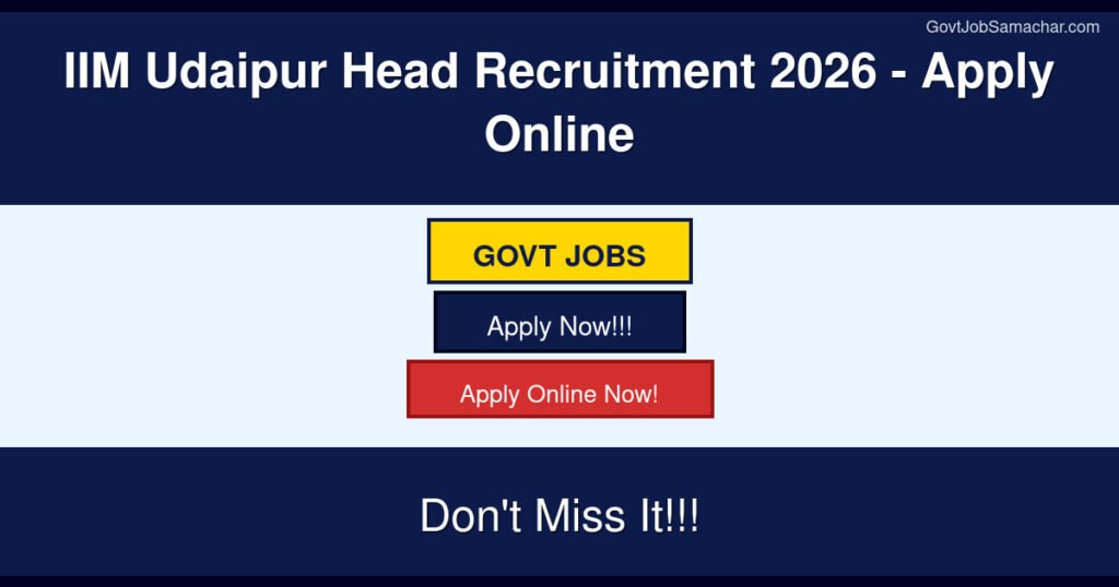 IIM Udaipur Head Recruitment 2026 – Apply Online