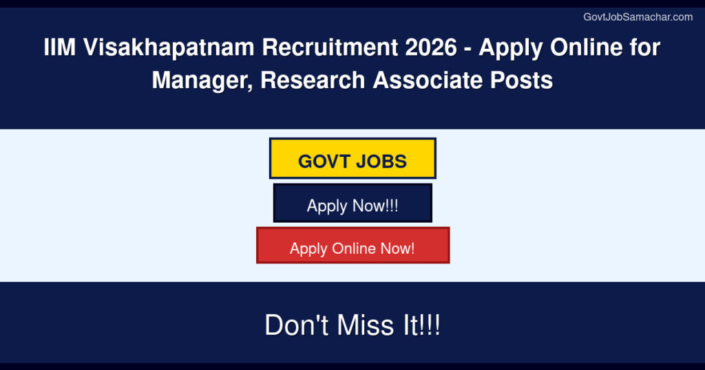 IIM Visakhapatnam Recruitment 2026 – Apply Online for Manager, Research Associate Posts