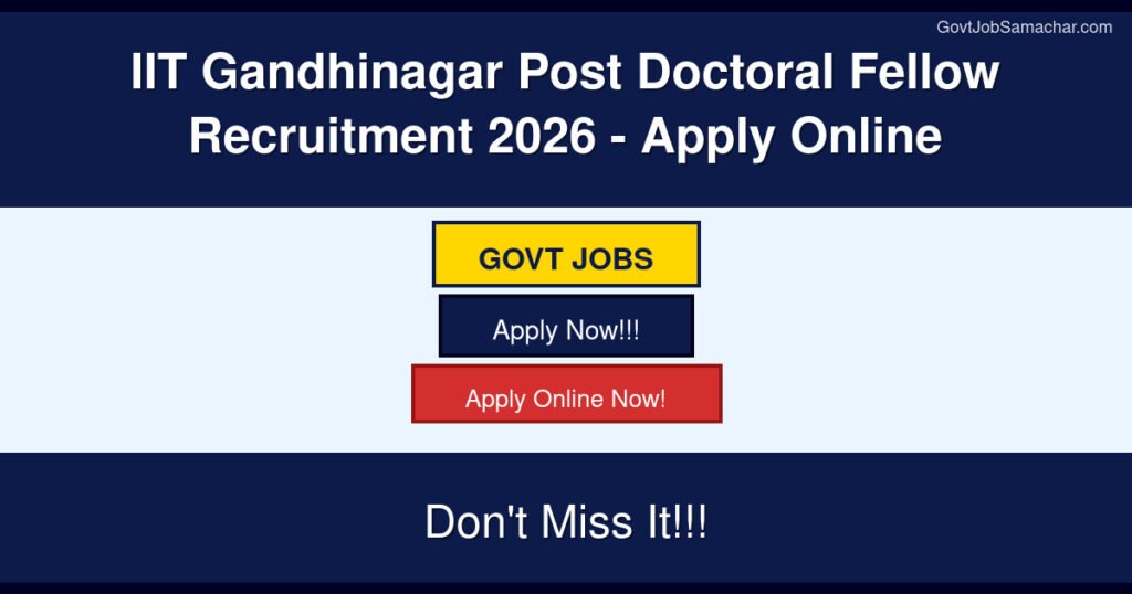 IIT Gandhinagar Post Doctoral Fellow Recruitment 2026 – Apply Online
