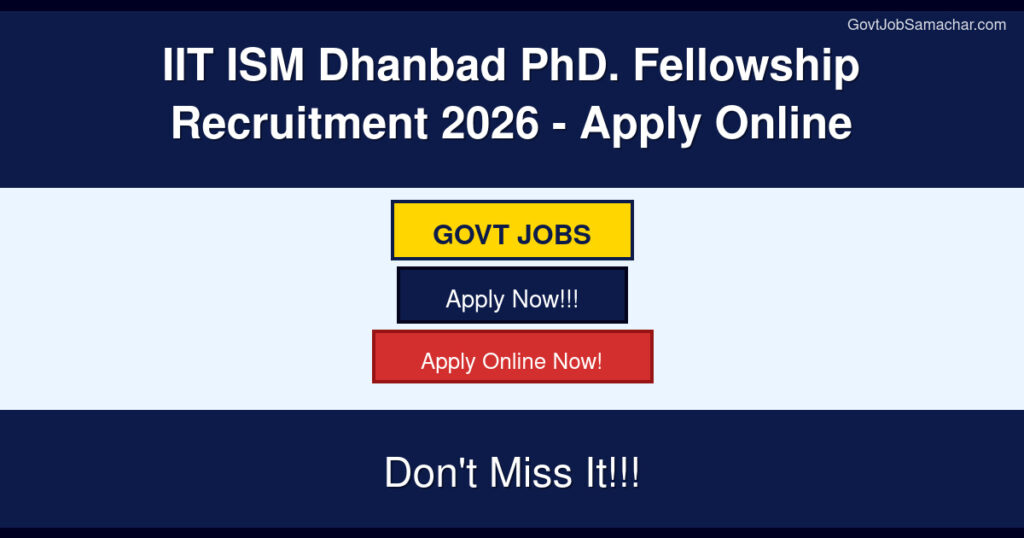 IIT ISM Dhanbad PhD. Fellowship Recruitment 2026 – Apply Online