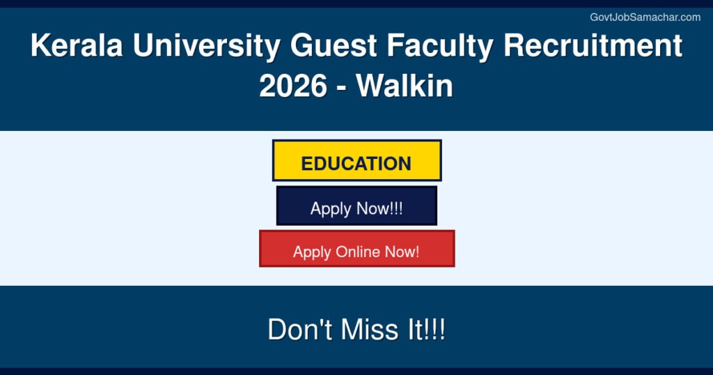 Kerala University Guest Faculty Recruitment 2026 – Walkin