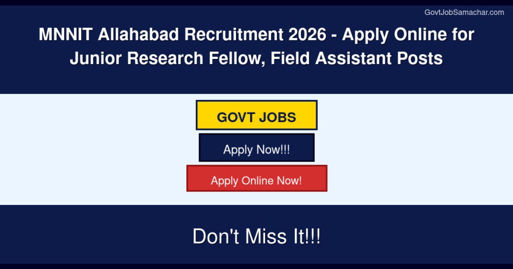 MNNIT Allahabad Recruitment 2026 – Apply Online for Junior Research Fellow, Field Assistant Posts