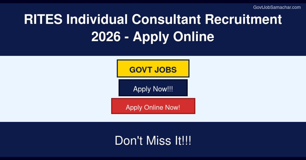 RITES Individual Consultant Recruitment 2026 – Apply Online