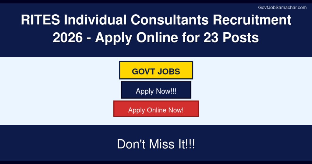 RITES Individual Consultants Recruitment 2026 – Apply Online for 23 Posts