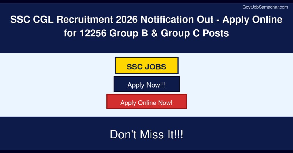 SSC CGL Recruitment 2026 Notification Out – Apply Online for 12256 Group B & Group C Posts