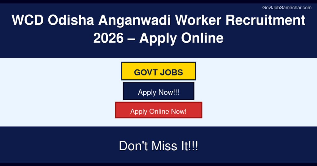 WCD Odisha Anganwadi Worker Recruitment 2026 – Apply Online